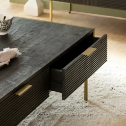 Table basse en bois de manguier et métal doré Ange