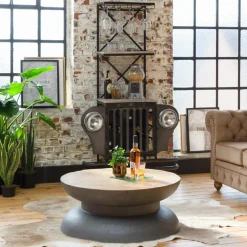 Table basse en bois de manguier et métal gris Yoyo