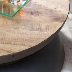 Table basse en bois de manguier et métal gris Yoyo