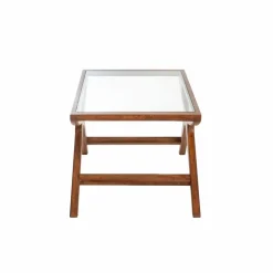 Table basse en bois de manguier et verre Alina