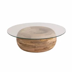 Table basse en bois de manguier et verre Nerys