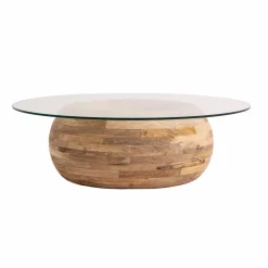 Table basse en bois de manguier et verre Nerys