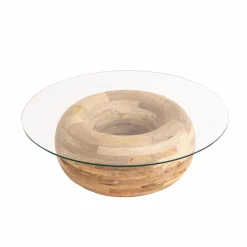 Table basse en bois de manguier et verre Nerys