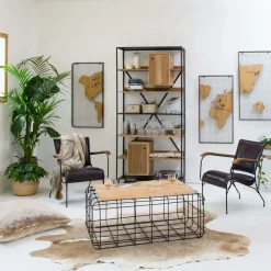 Table basse en bois de manguier et métal noir Madeline