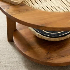 Table basse en bois de manguier et cannage Zuria