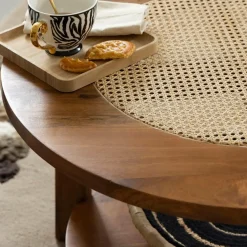 Table basse en bois de manguier et cannage Zuria