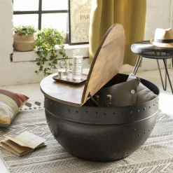 Table basse en bois de manguier et métal Bertine