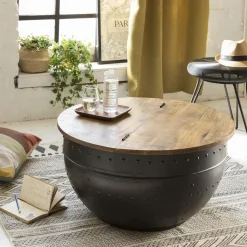 Table basse en bois de manguier et métal Bertine