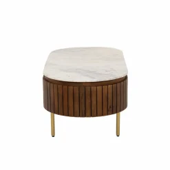 Table basse en bois de manguier et marbre Sienne