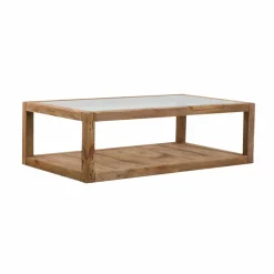 Table basse en bois recyclé et verre Blaise