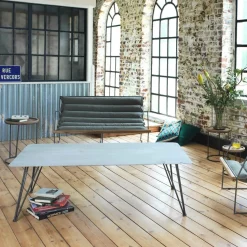 Table basse en ciment et métal Grey