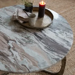 Table basse en marbre et métal Valou