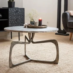 Table basse en marbre et métal Valou