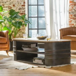 Table basse en métal et bois Locker