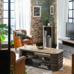 Table basse en métal et bois Locker