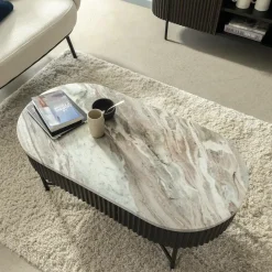 Table basse en métal et marbre Alfred