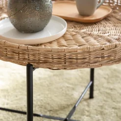 Table basse en rotin et métal Julie
