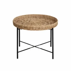 Table basse en rotin et métal Julie