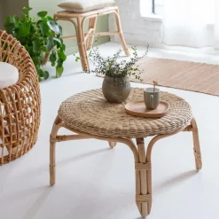 Table basse en rotin ronde Nohan