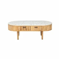 Table basse en terrazzo et bois de manguier Ambrine