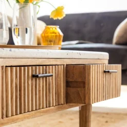 Table basse en terrazzo et bois de manguier Ambrine