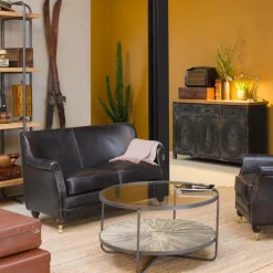 Table basse en verre et bois de sapin April