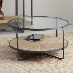 Table basse en verre et bois de sapin April