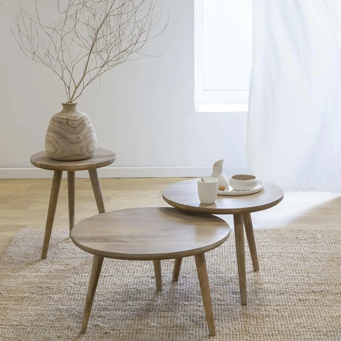 Table basse gigogne en bois de manguier Nala