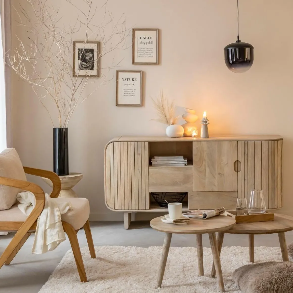 Table basse gigogne en bois de manguier Nala