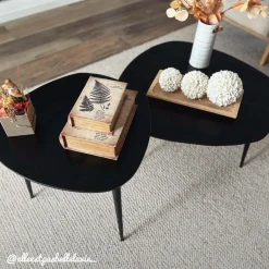 Table basse gigogne en bois de manguier noir Valério