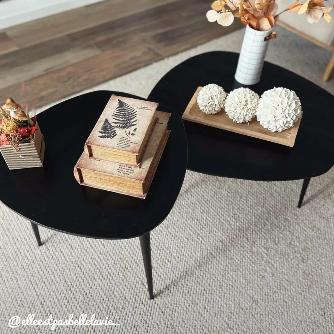 Table basse gigogne en bois de manguier noir Valério