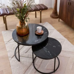 Table basse gigogne en marbre noir Joe