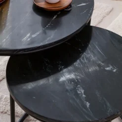 Table basse gigogne en marbre noir Joe