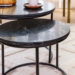 Table basse gigogne en marbre noir Joe