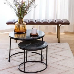 Table basse gigogne en marbre noir Joe