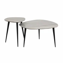 Table basse gigogne en marbre blanc Ariane