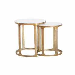 Table basse gigogne en marbre et aluminium Ruben