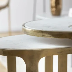 Table basse gigogne en marbre et aluminium Ruben