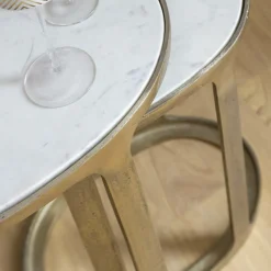 Table basse gigogne en marbre et aluminium Ruben