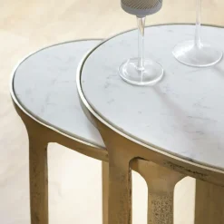 Table basse gigogne en marbre et aluminium Ruben