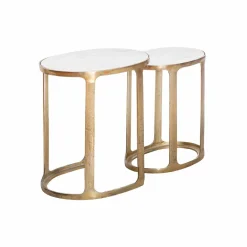 Table basse gigogne en marbre et aluminium Ruben