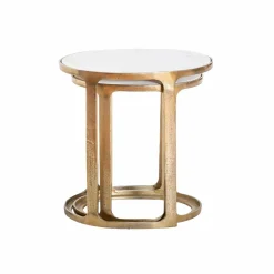 Table basse gigogne en marbre et aluminium Ruben