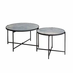 Table basse gigogne en verre fumé et métal Florian