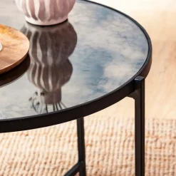 Table basse gigogne en verre fumé et métal Florian