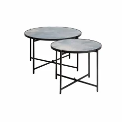 Table basse gigogne en verre fumé et métal Florian