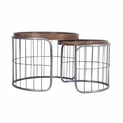 Table basse gigogne industrielle en métal gris Chiara