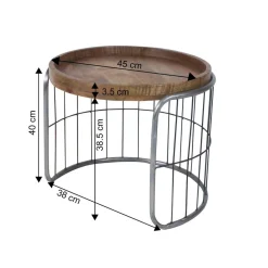 Table basse gigogne industrielle en métal gris Chiara