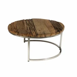 Table basse gigogne ronde en bois recyclé Milla