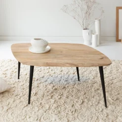 Table basse losange en bois de manguier et métal Aimée