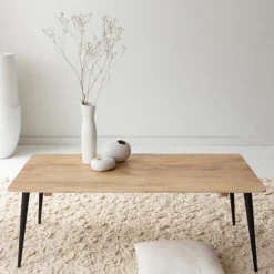 Table basse rectangle en bois de manguier et métal Aimée
